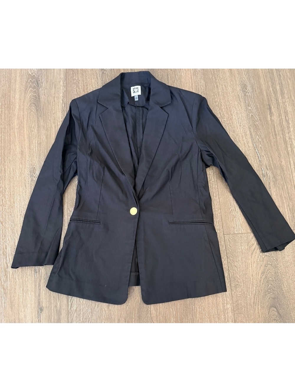 Anne Klein Black Single Button Blazer Gold Button Women’s Size M